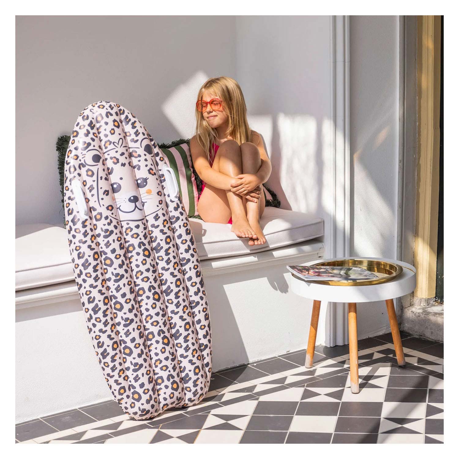 Planche de surf gonflable Swim Essentials imprimé léopard beige