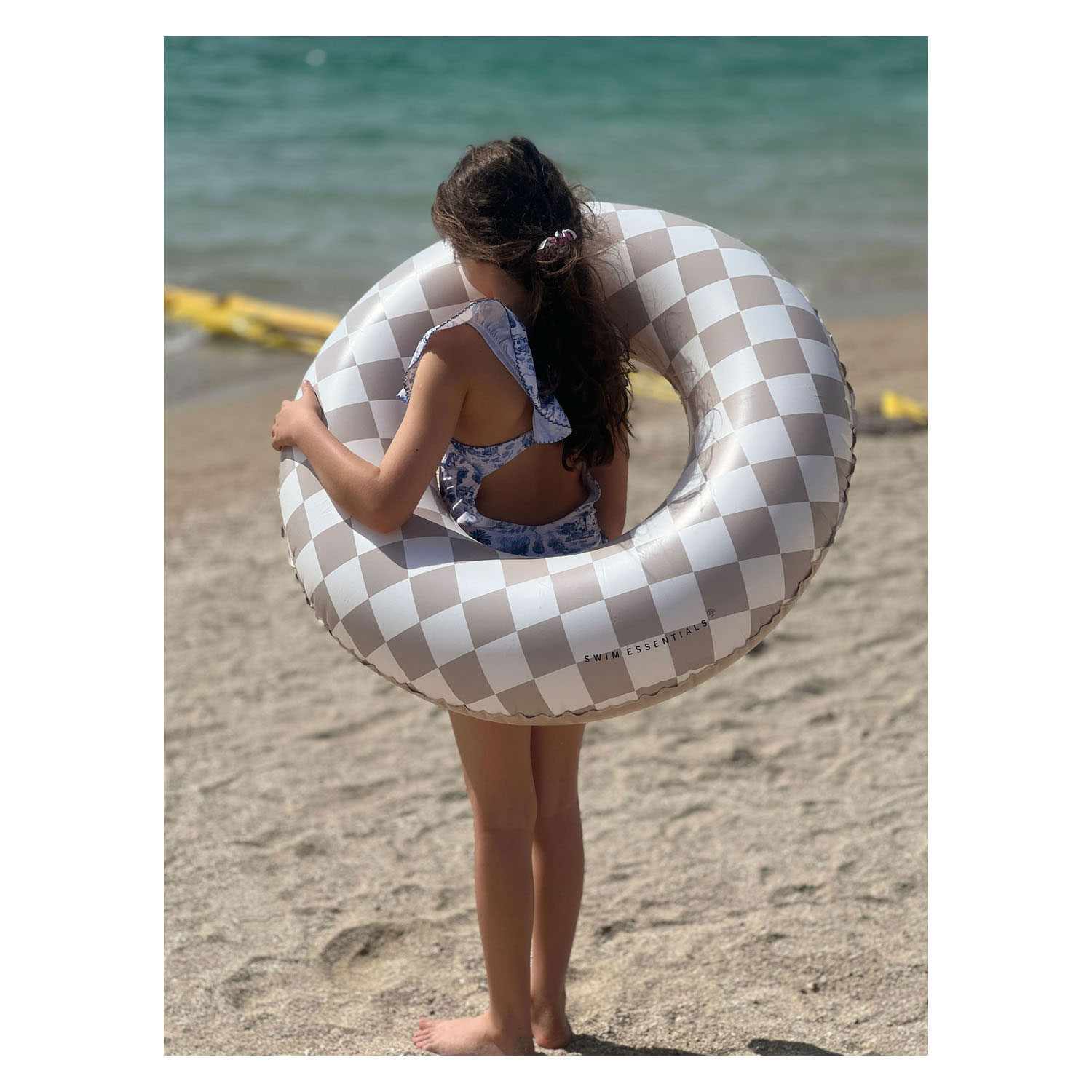 Bouée de natation Swim Essentials à carreaux beige, 90 cm