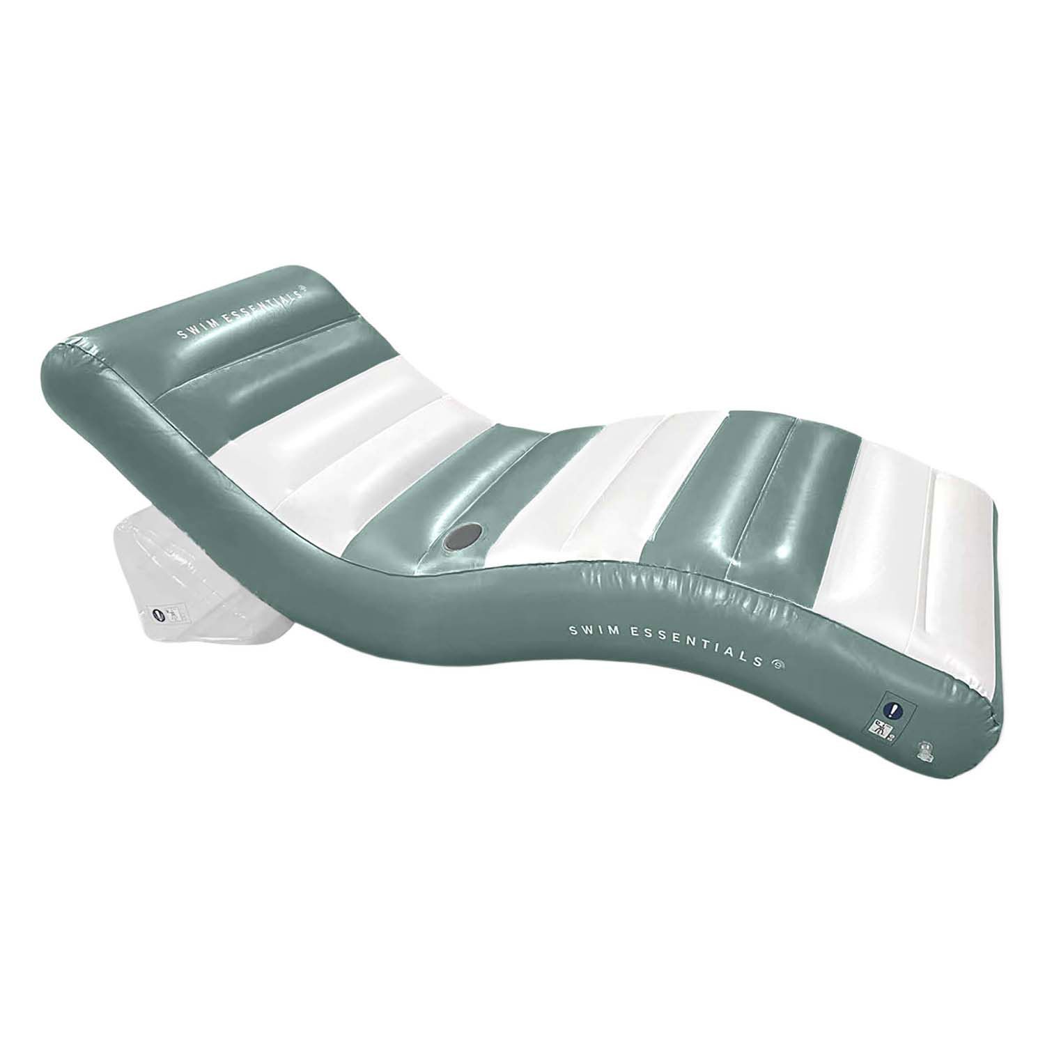 Swim Essentials - Luxus Lounge Luftmatratze Grün Weiß, 180cm