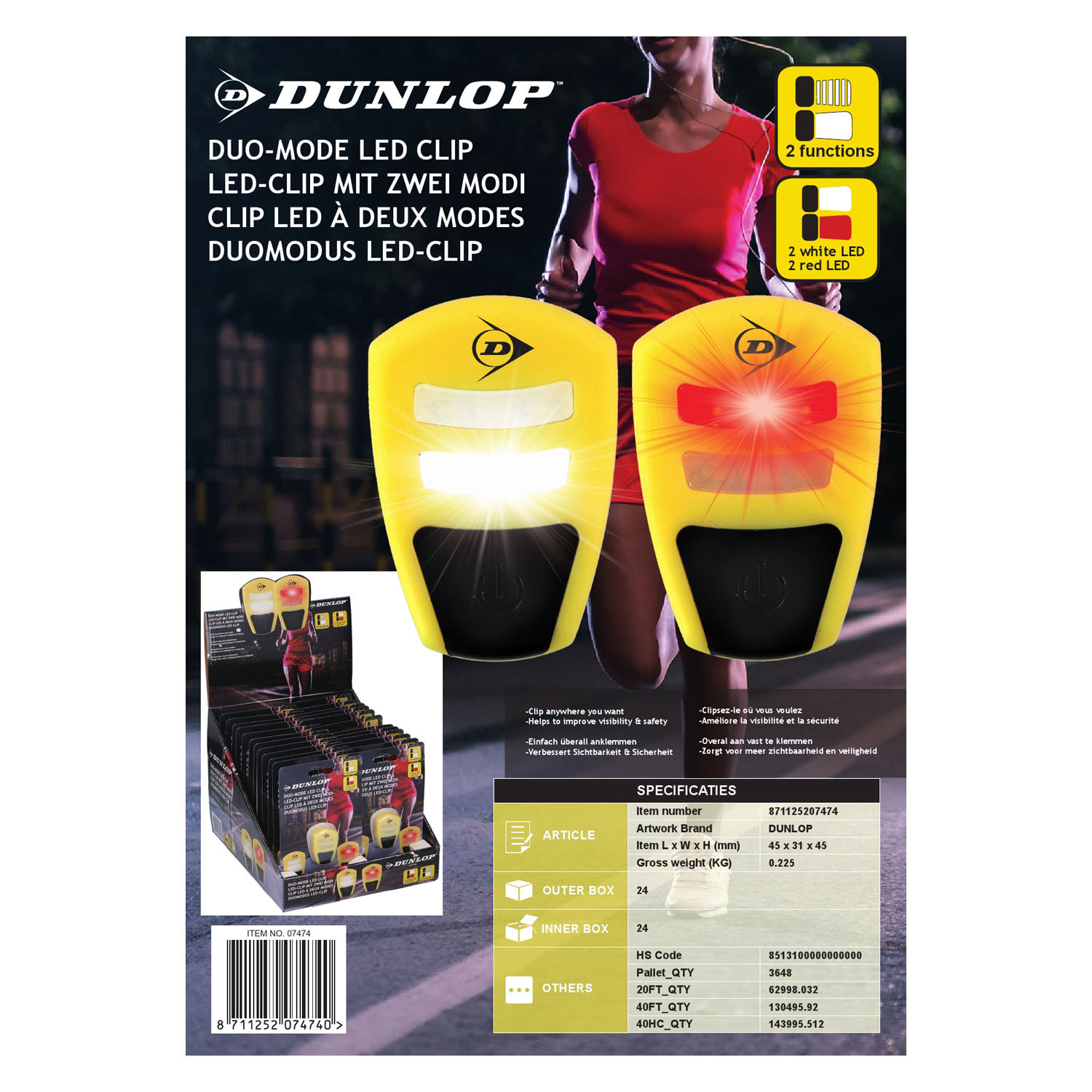 Dunlop Hardloop Verlichting Led, 2dlg.