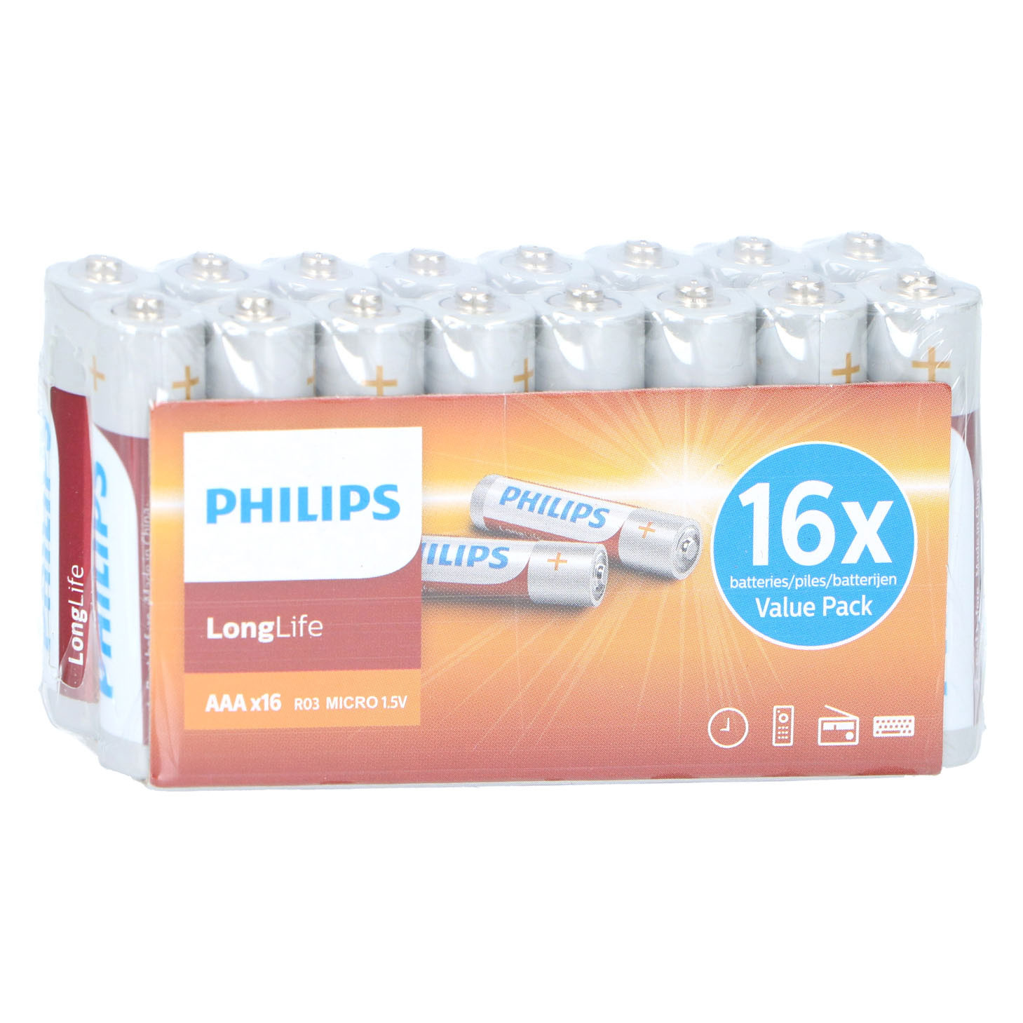 Philips Longlife AAA Batterij, 16st.