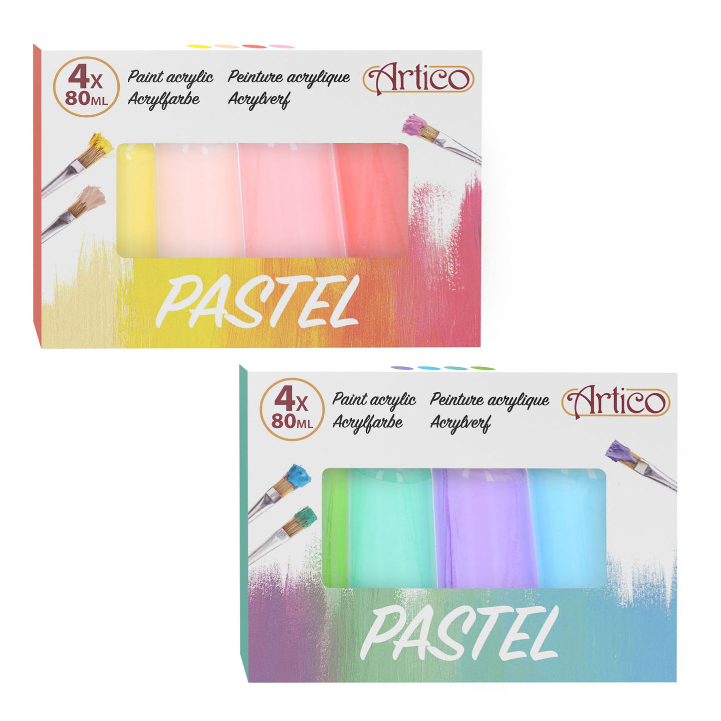 Peinture acrylique Pastel, 4 parties.