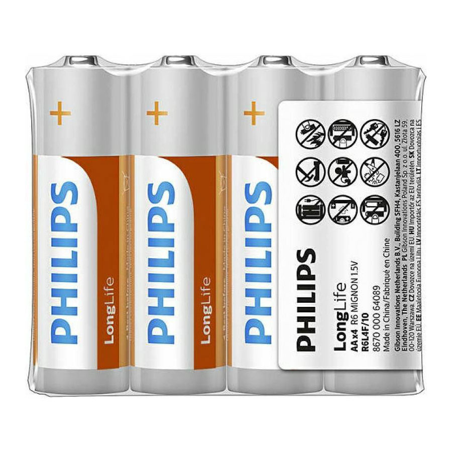 Philips Batterij R6 AA Long Life