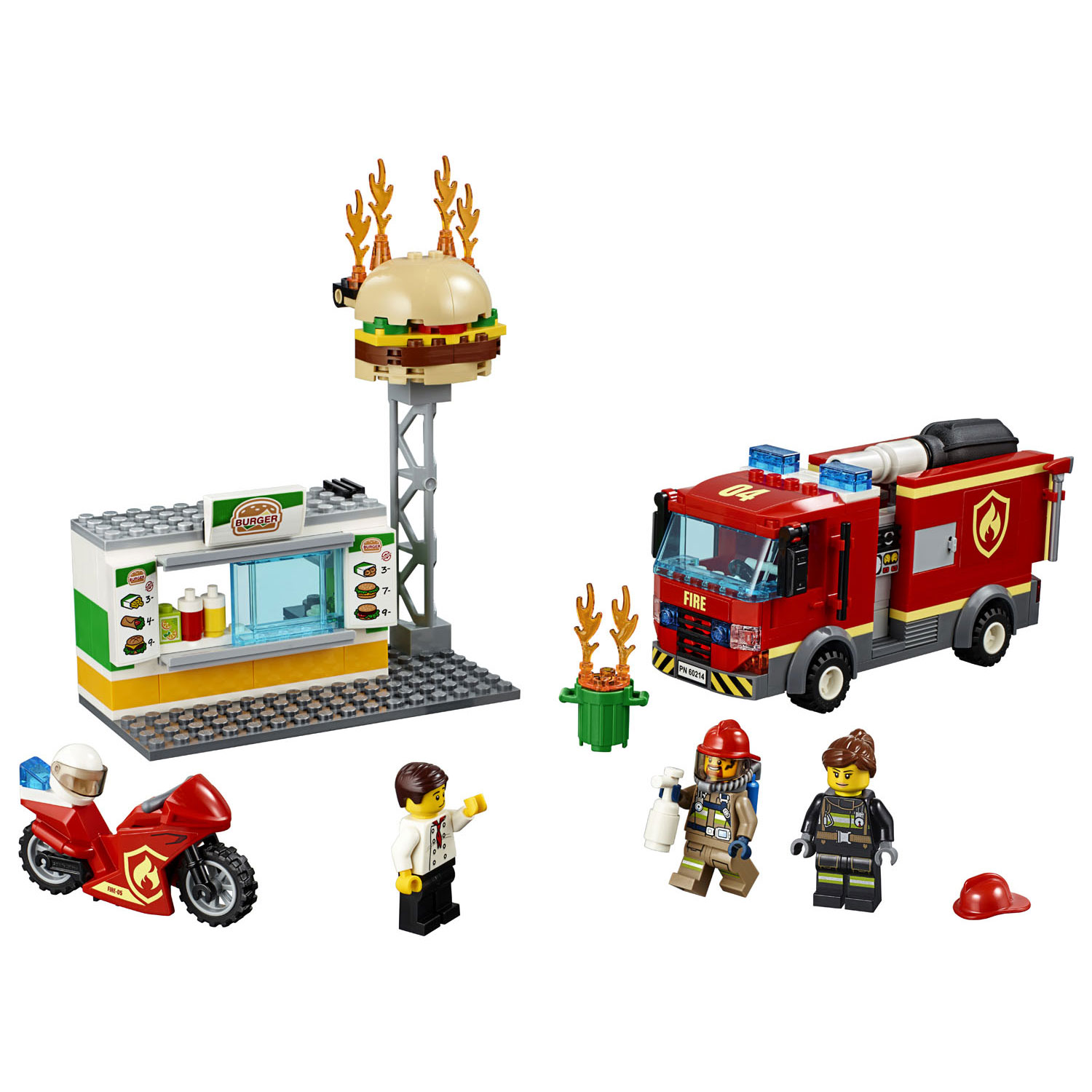LEGO City 60214 Brand bij het Hamburgerrestaurant