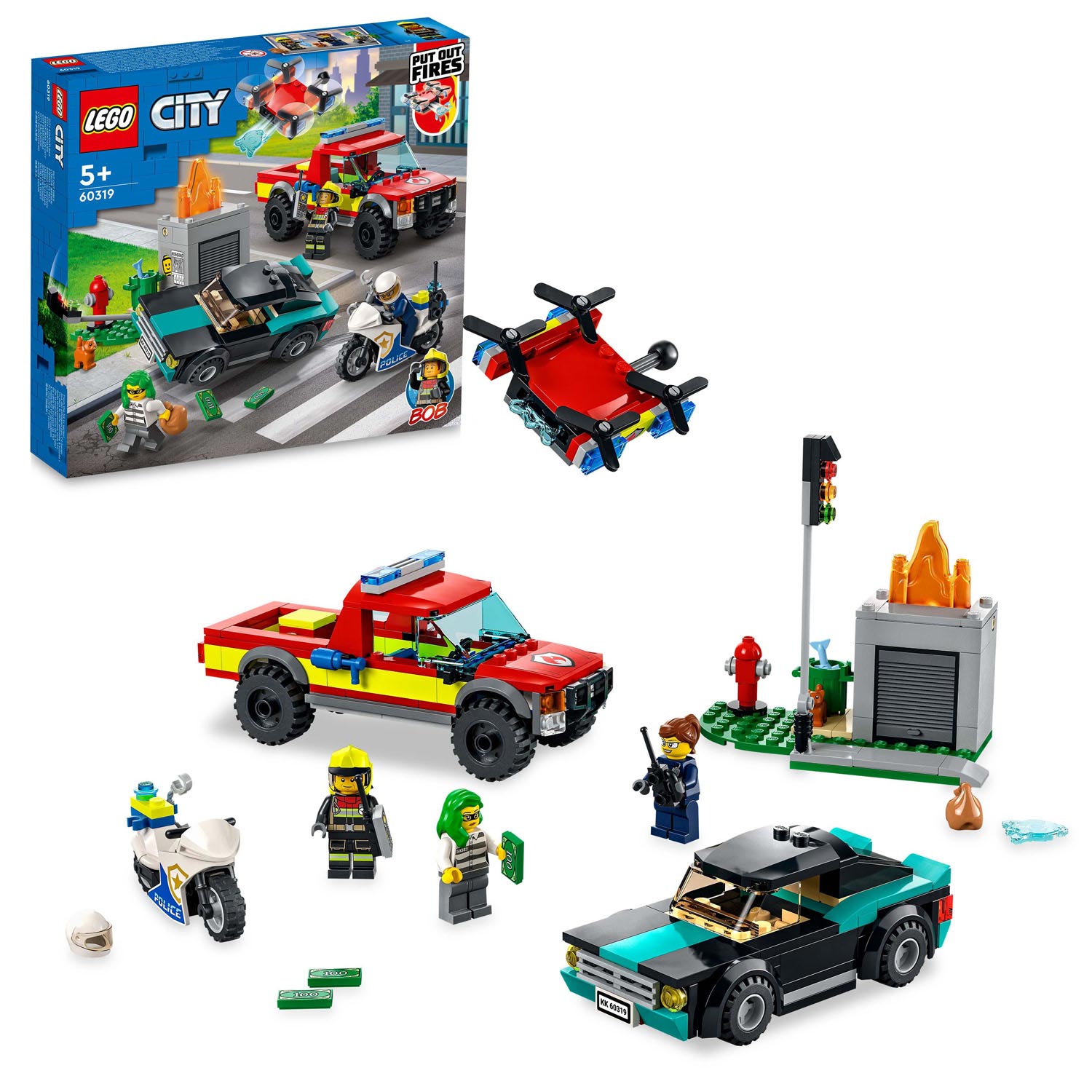 LEGO City 60319 Brandweer en Politie Achtervolging