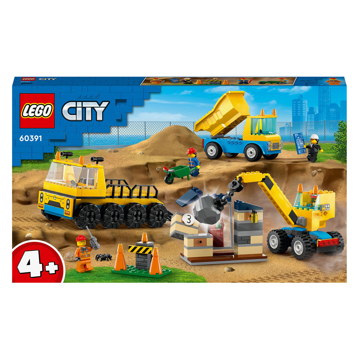 LEGO City 60391 Kiepwagen, Bouwtruck en Sloopkraan