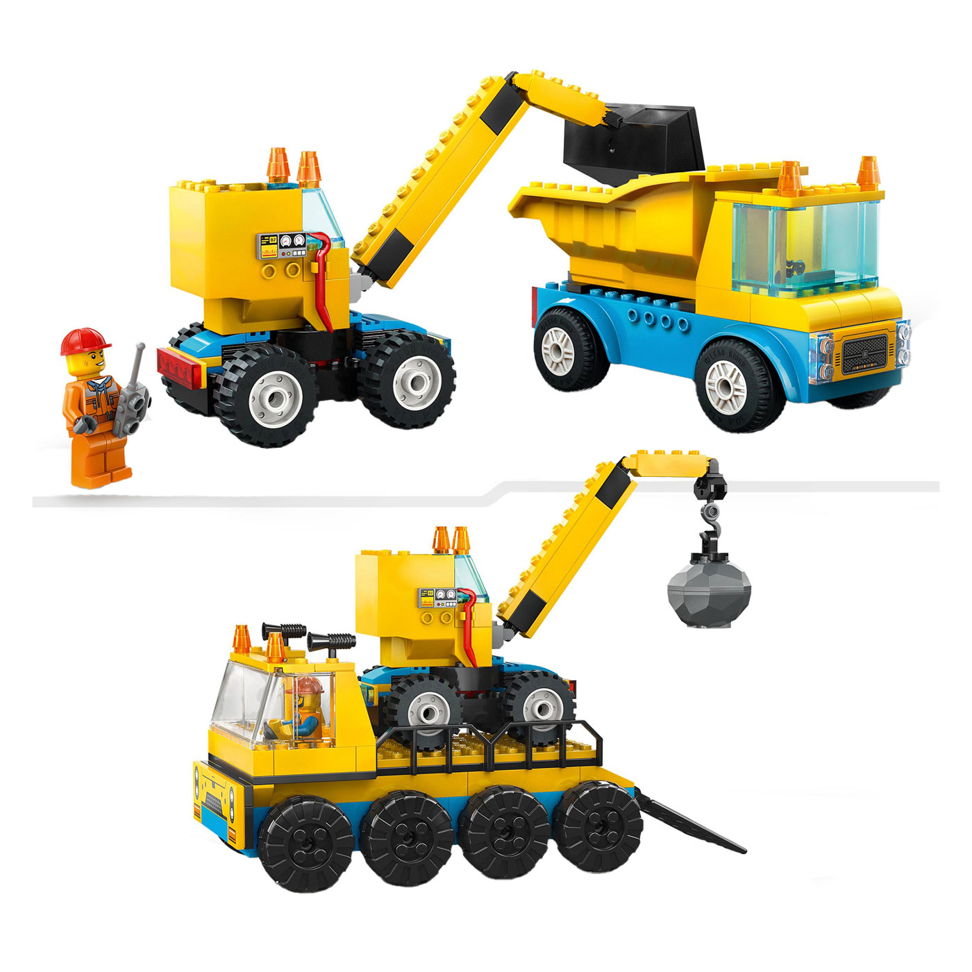 LEGO City 60391 Le camion benne, le camion de construction et la grue de démolition