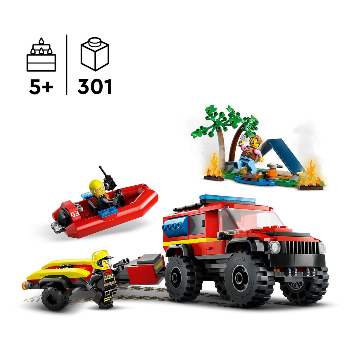 LEGO City 60412 4X4 Brandweerauto met Reddingsboot