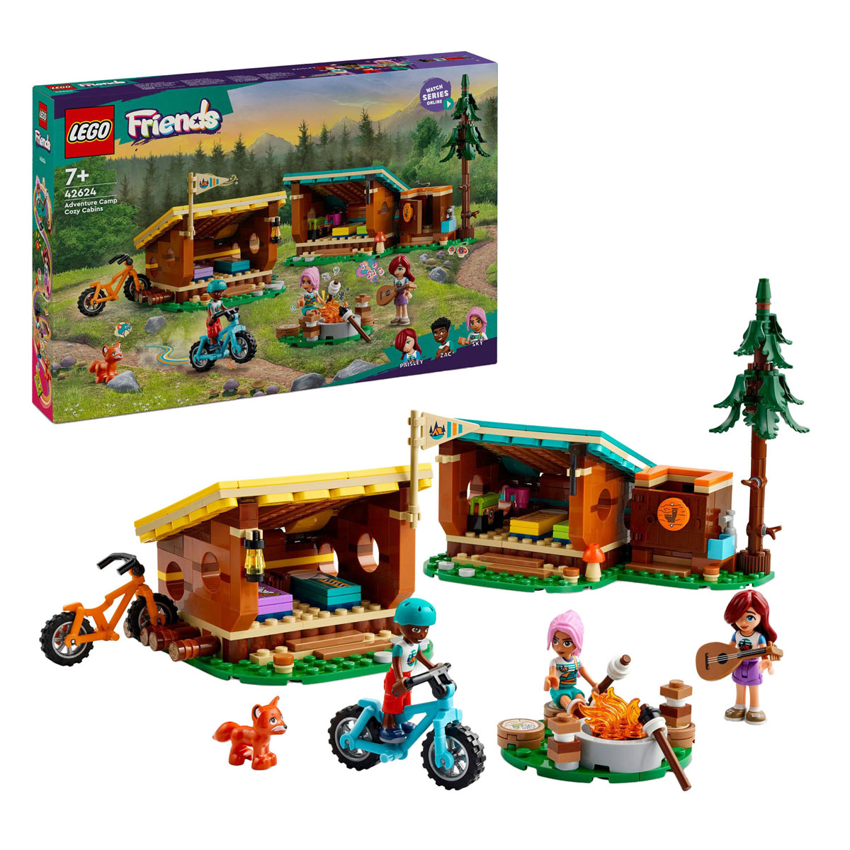 LEGO Friends 42624 Les cabanes forestières confortables du camp d'aventure