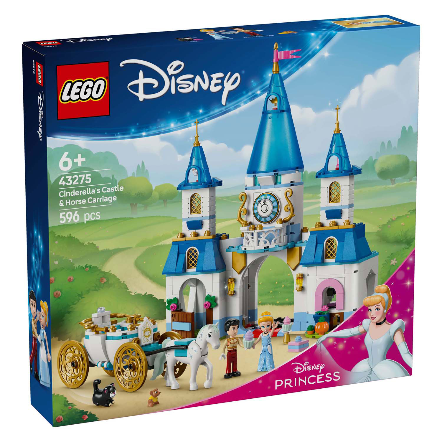 LEGO Disney Prinses 43275 Assepoesters Kasteel en Paardenkoets