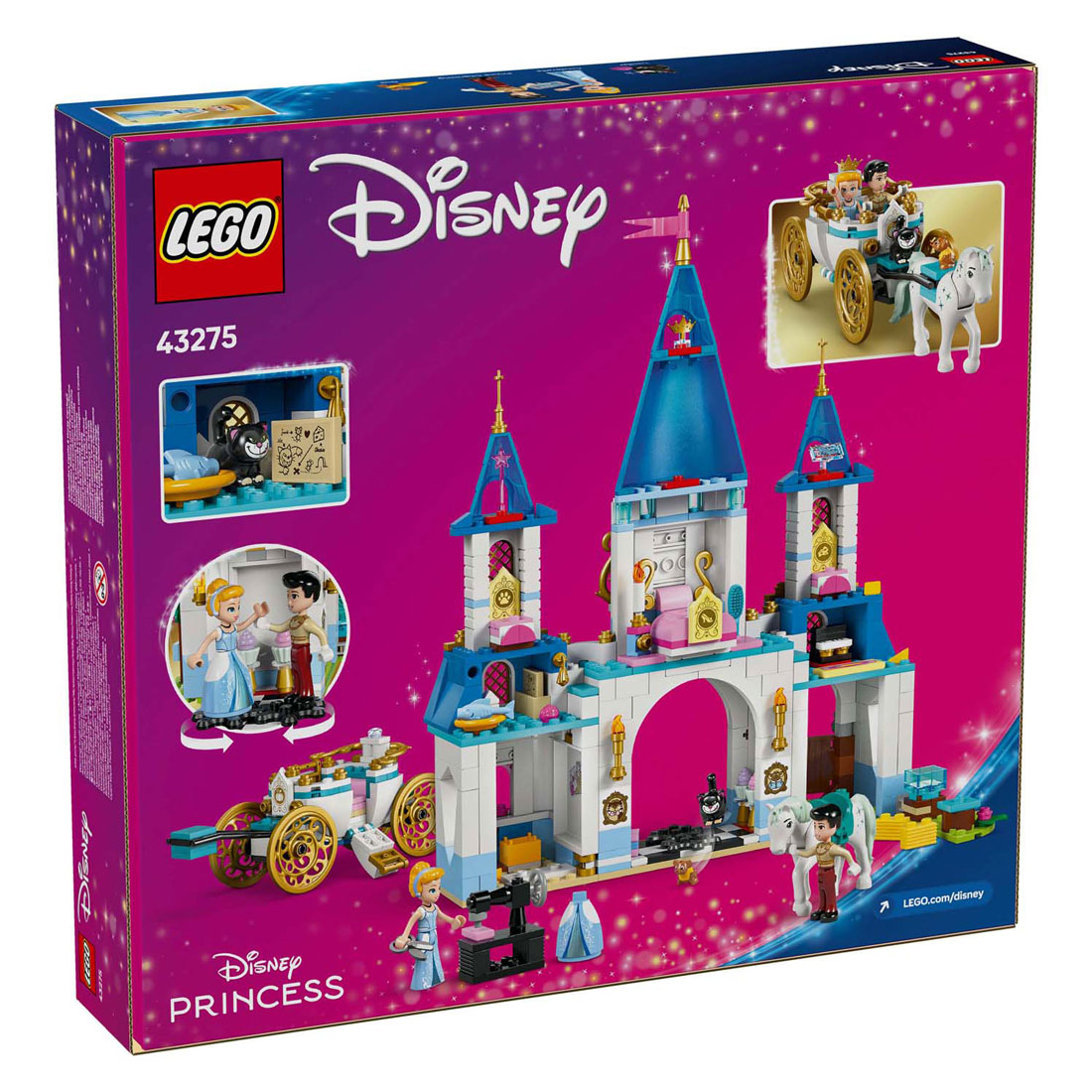 LEGO Disney Prinses 43275 Assepoesters Kasteel en Paardenkoets