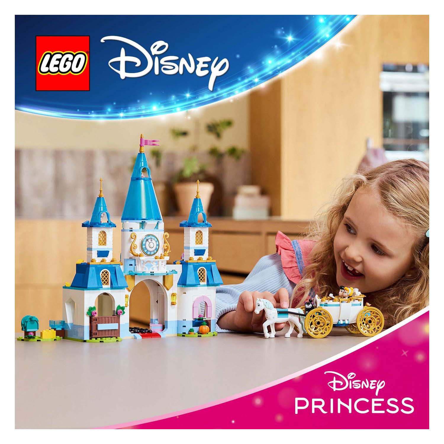 LEGO Disney Prinses 43275 Assepoesters Kasteel en Paardenkoets