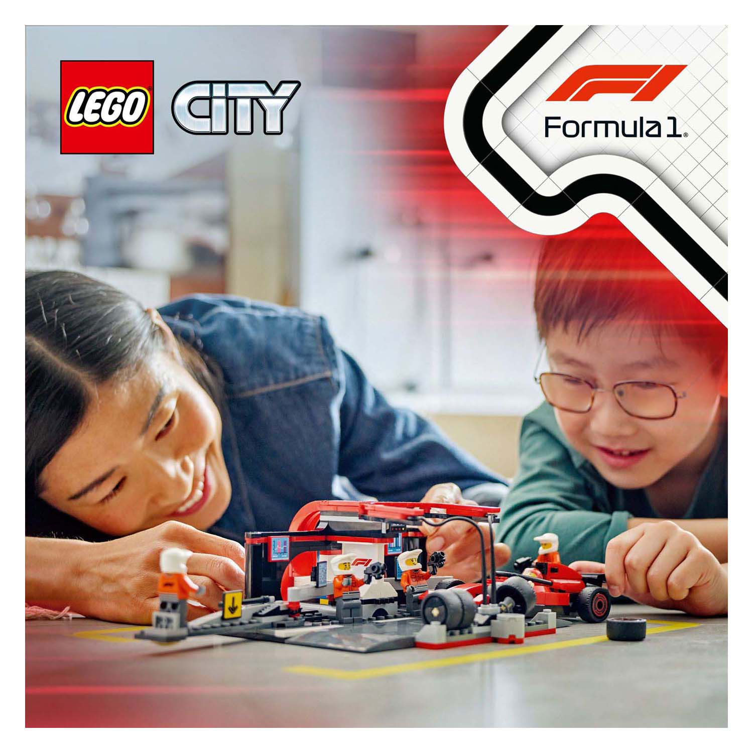 LEGO City 60443 F1 Pitstop en Pitcrew Met Ferrari Auto