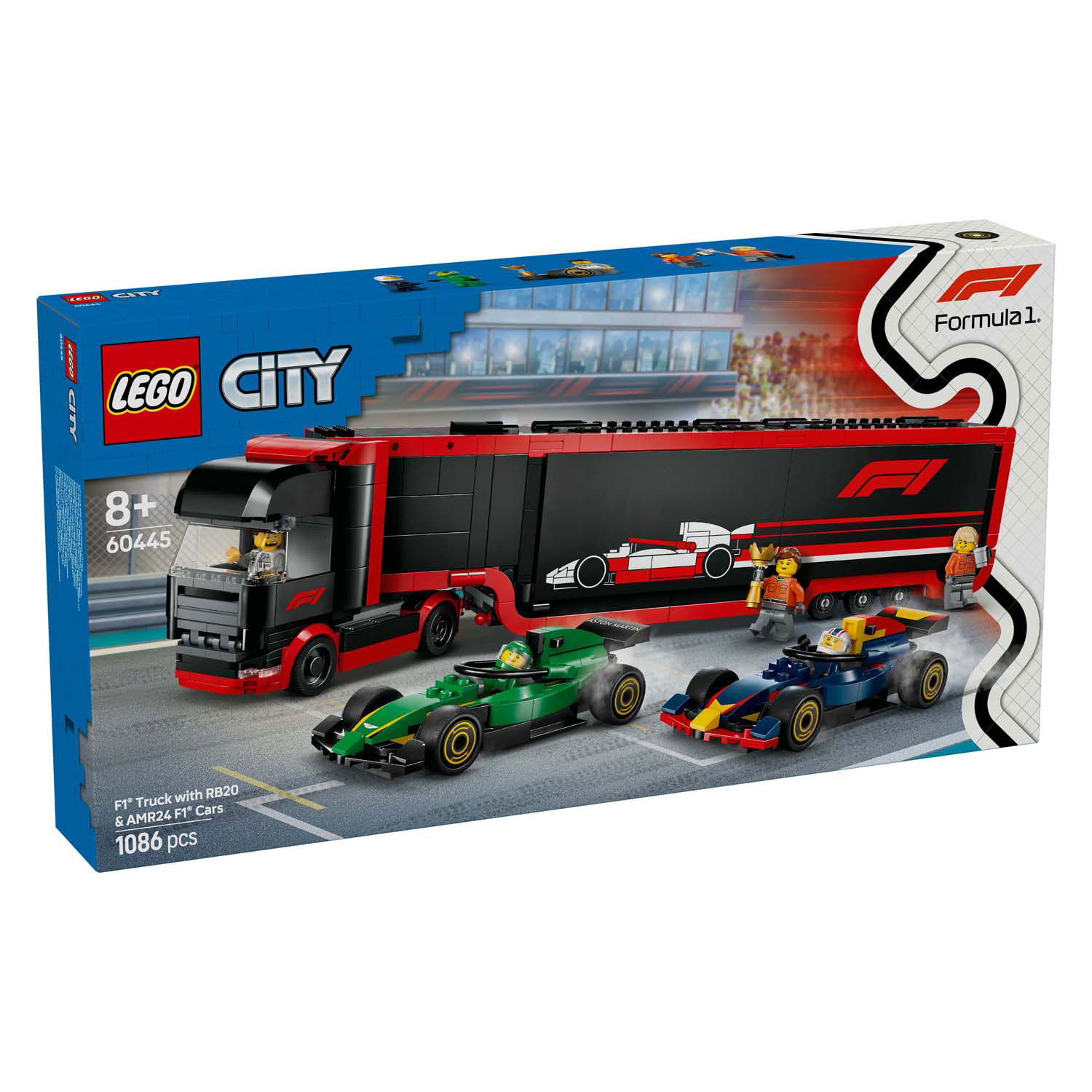 LEGO City 60445 F1-Truck mit Rb20- und Amr24-F1-Autos