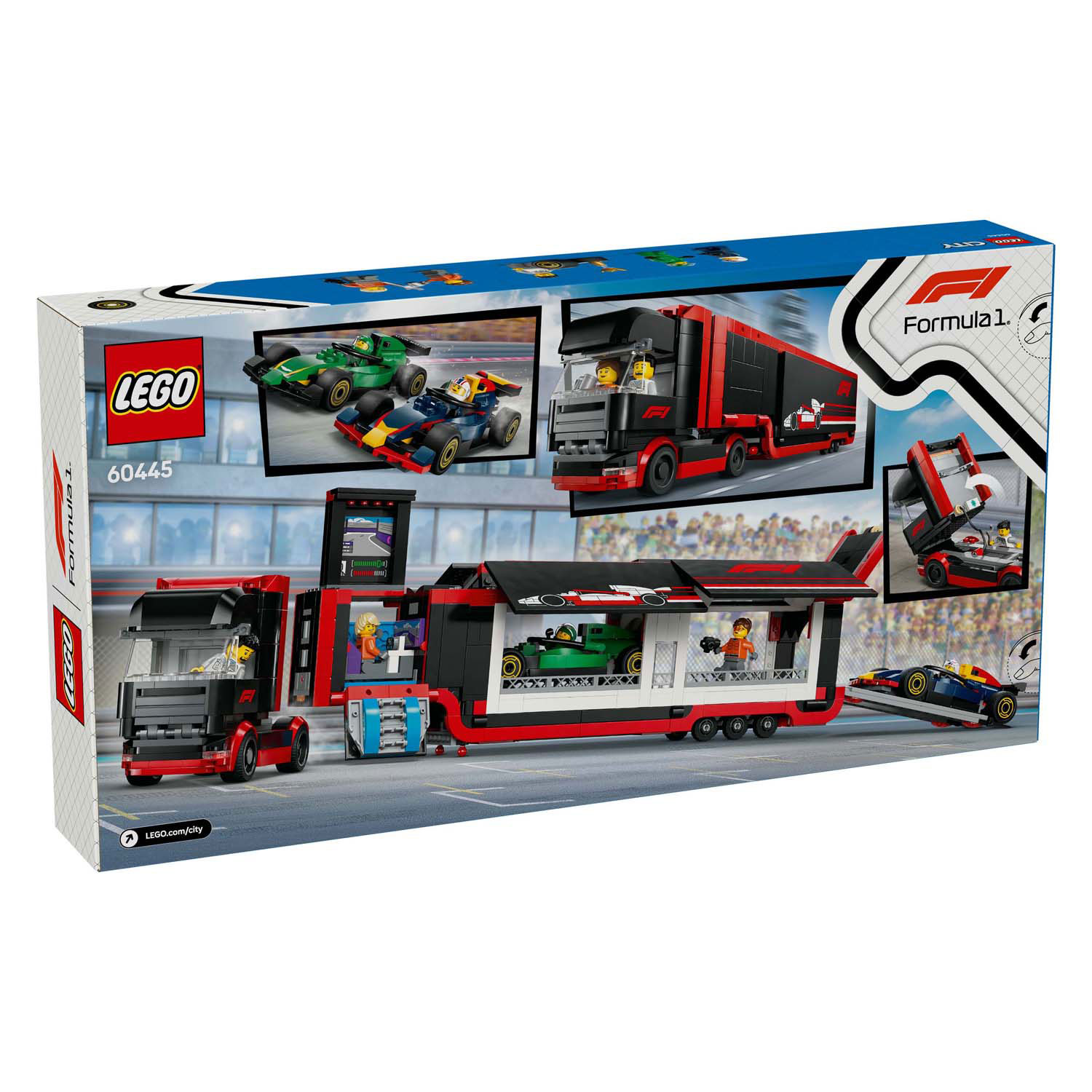 LEGO City 60445 F1-Truck mit Rb20- und Amr24-F1-Autos