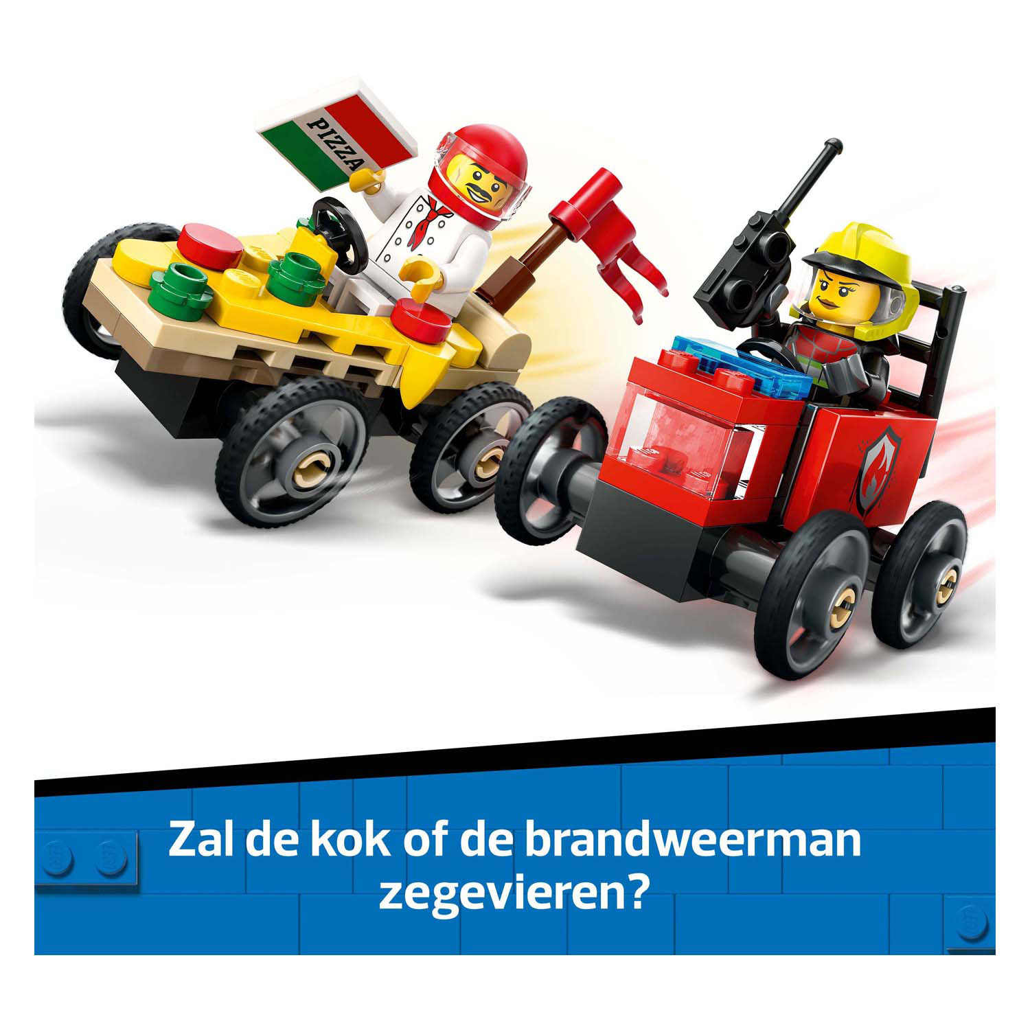 LEGO City 60458 Pack de voitures de course : Pizza Van contre. Camion de pompiers