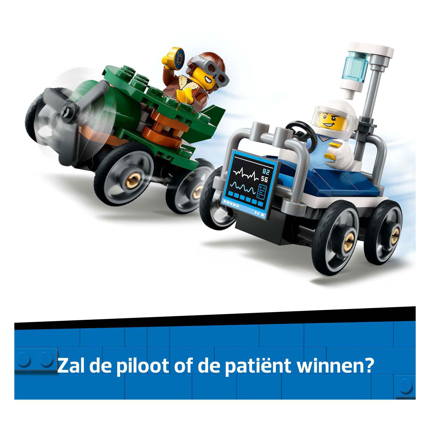 LEGO City 60459 Pack de voitures de course : Avion contre avion. Lit d'hôpital