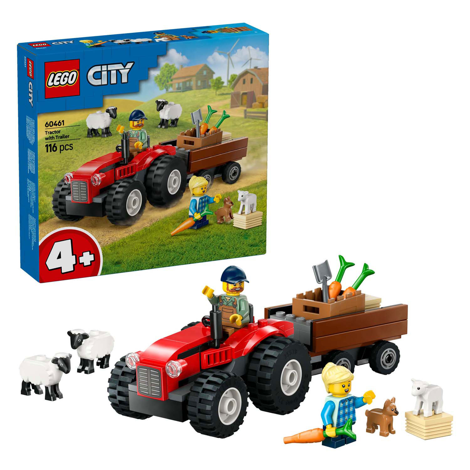 LEGO City 60461 Tracteur rouge avec remorque et mouton