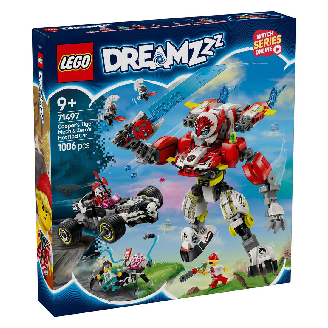 LEGO DREAMZzz 71497 Coopers Tijgermecha en Zero's Hot Rod Auto