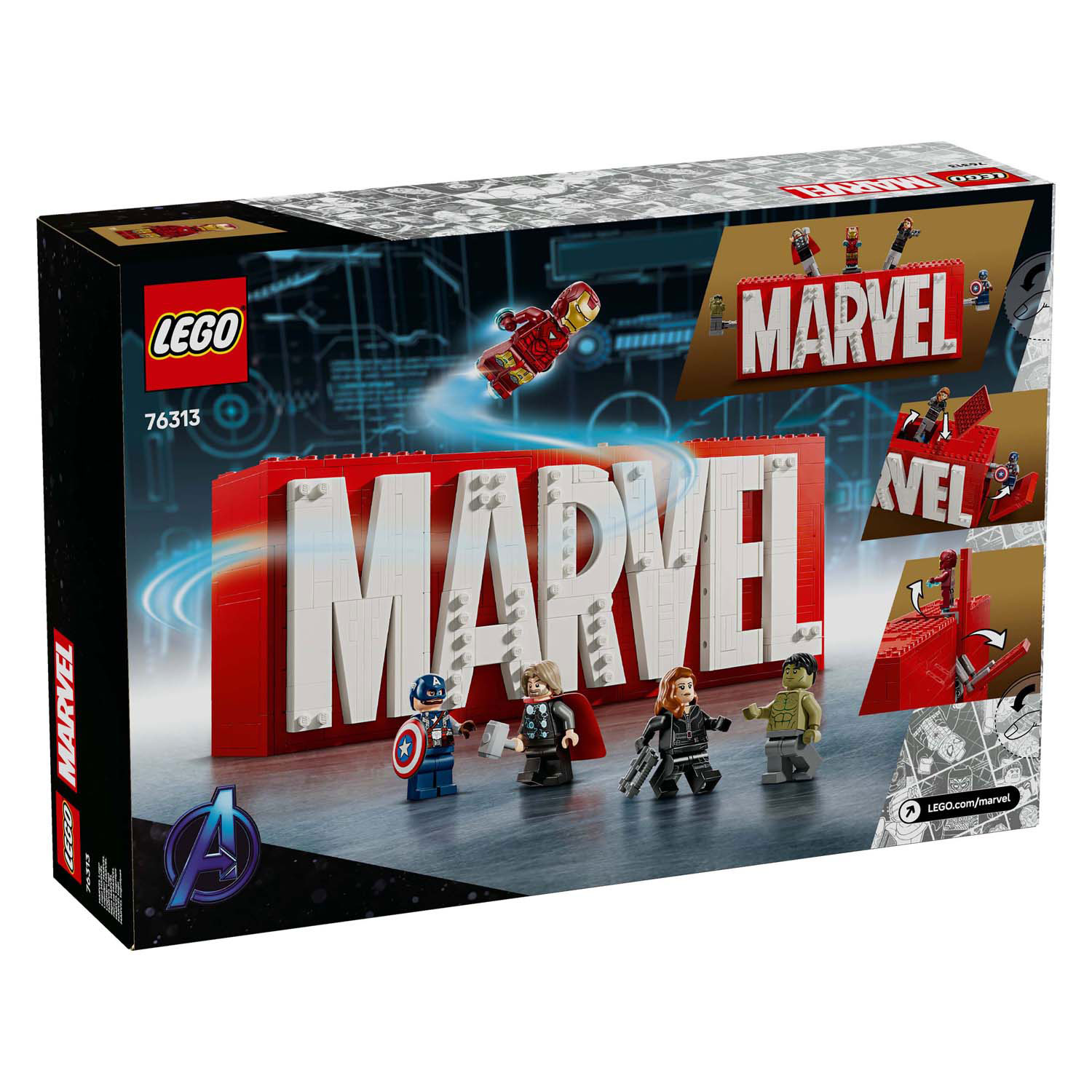 LEGO Super Heroes 76313 Marvel Logo en Minifiguren