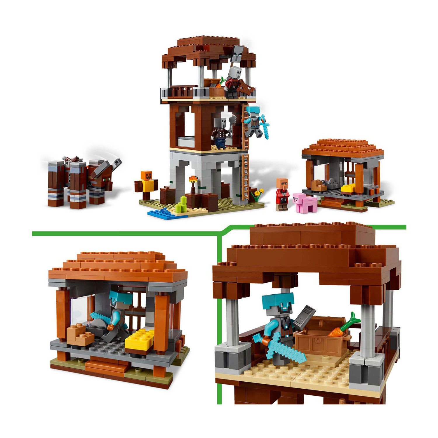 LEGO Minecraft 21278 L'avant-poste et le destructeur des pillards