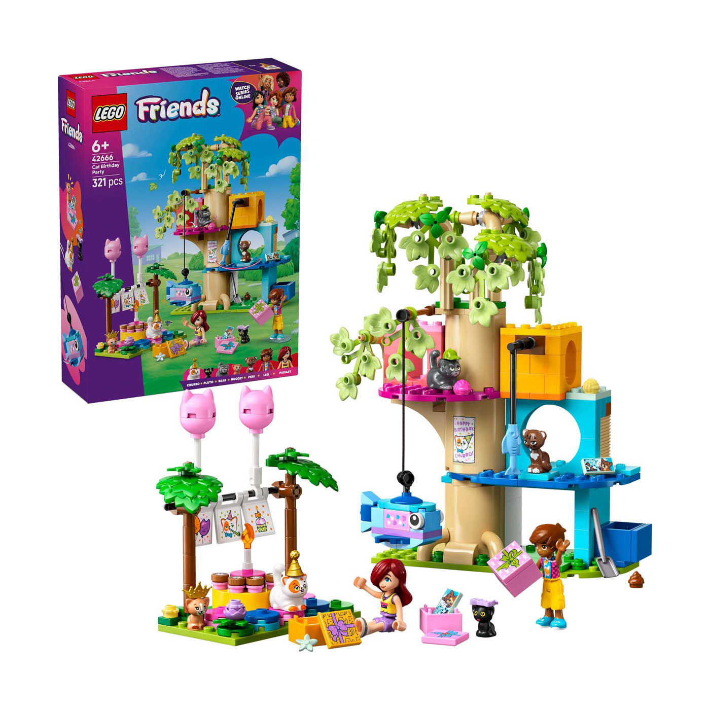 LEGO Friends 42666 Kattenverjaardagsfeestje en Boomhut