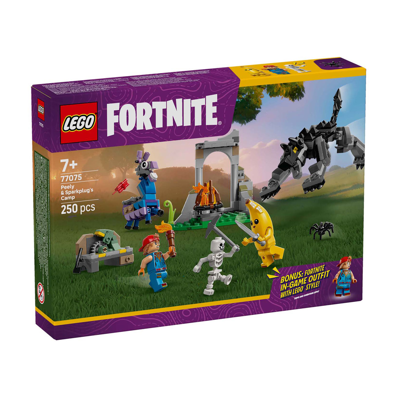LEGO FORTNITE 77075 Peely en Sparkplugs Kamp