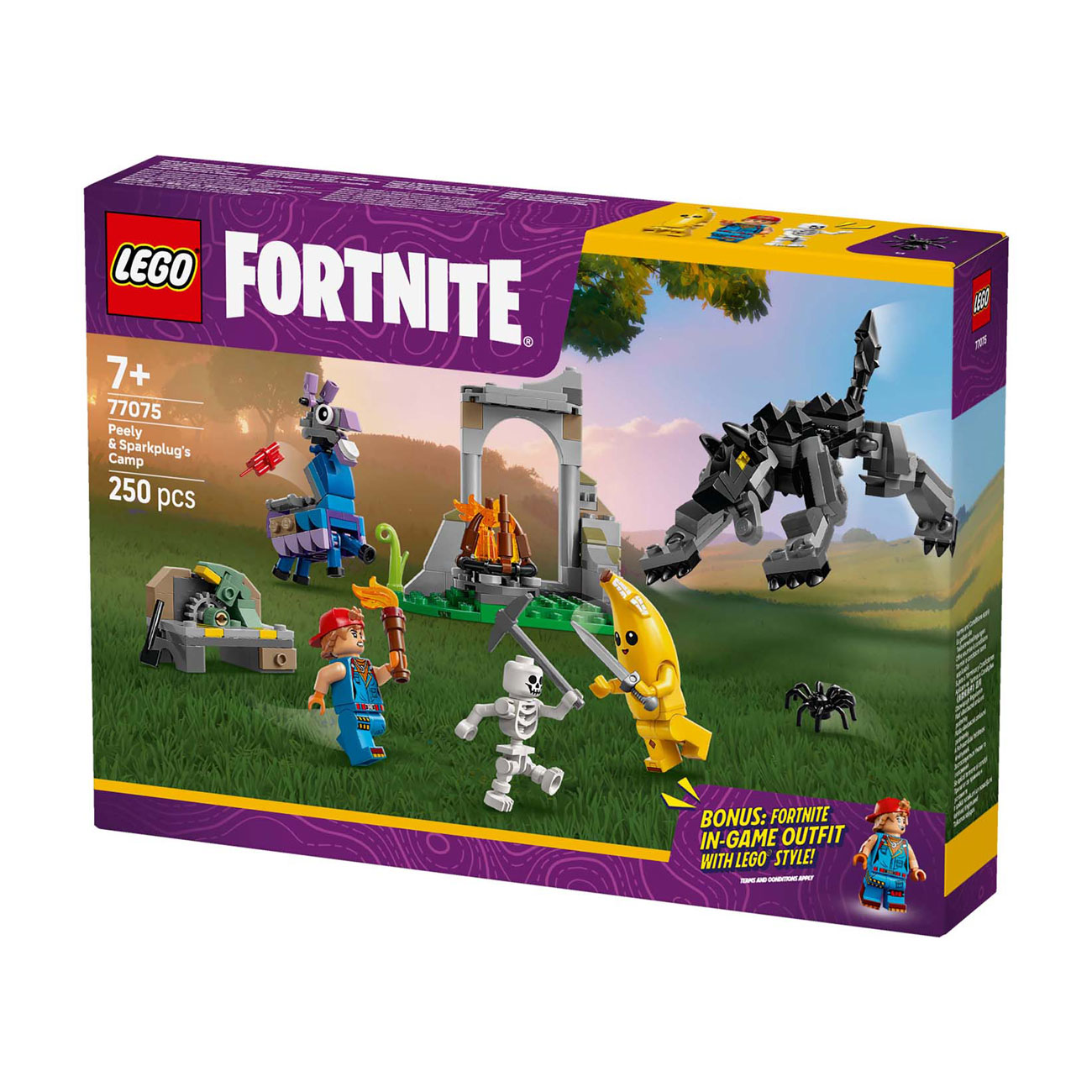 LEGO FORTNITE 77075 Peely en Sparkplugs Kamp