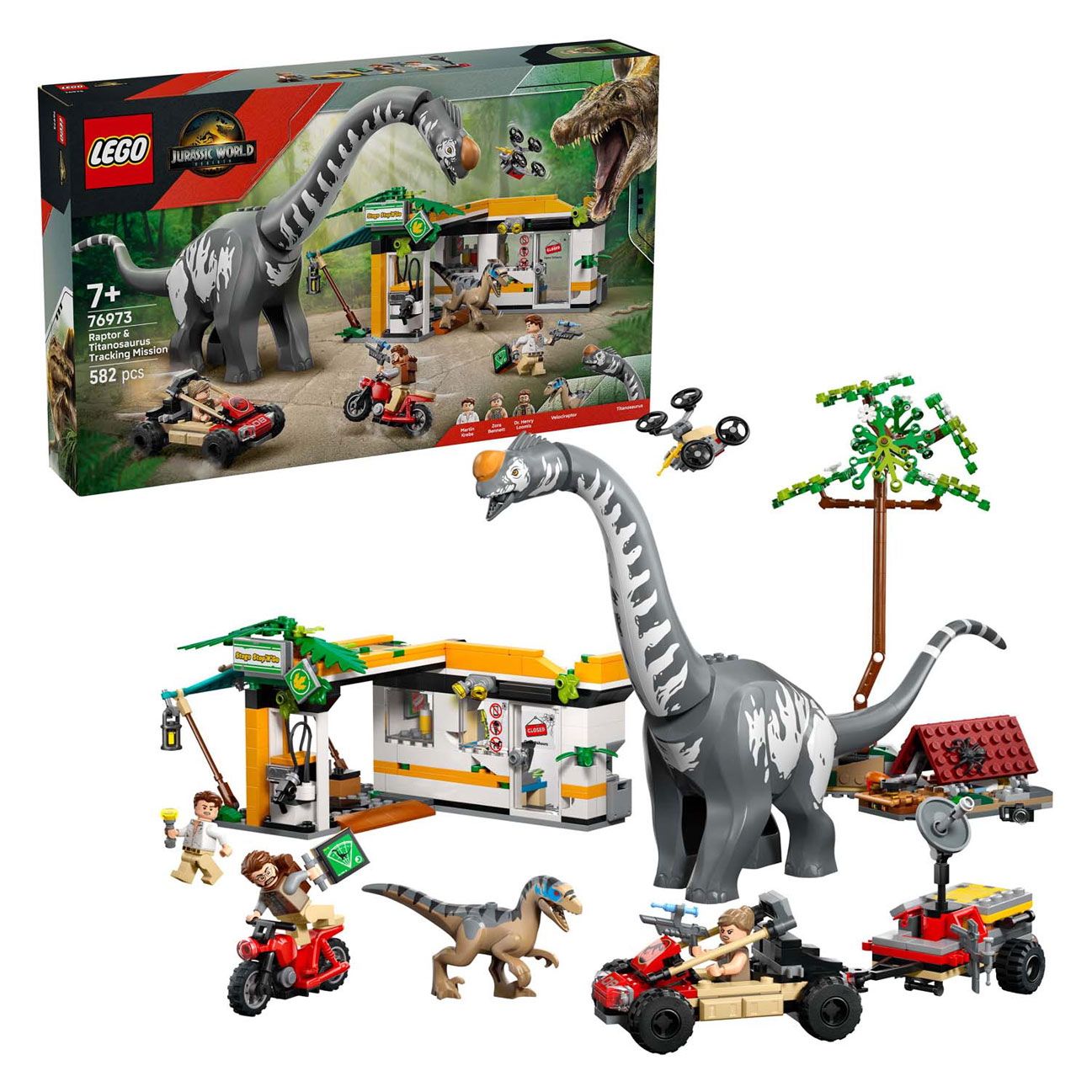 LEGO Jurassic World 76973 Mission de suivi du raptor et du titanosaure