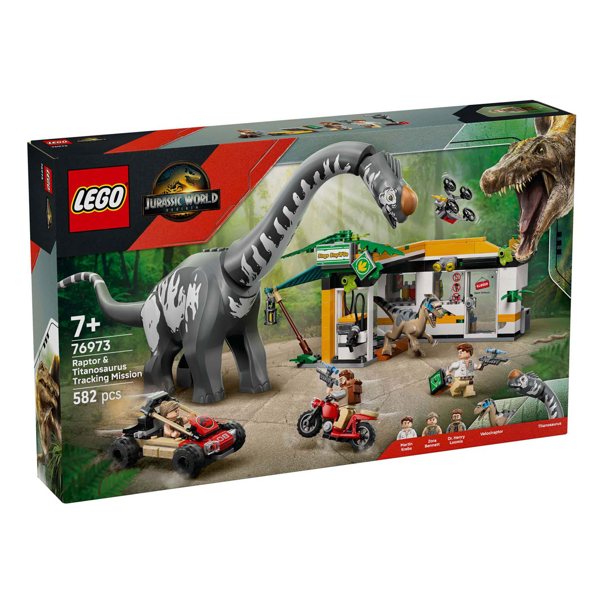 LEGO Jurassic World 76973 Mission de suivi du raptor et du titanosaure