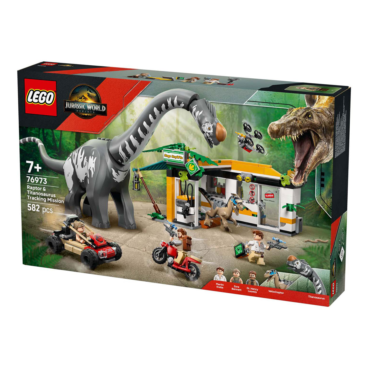 LEGO Jurassic World 76973 Mission de suivi du raptor et du titanosaure