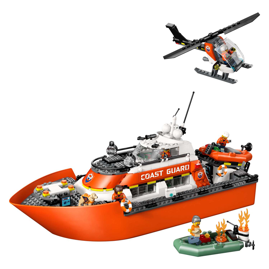 LEGO City 60504 Bateau de sauvetage des garde-côtes avec hélicoptère