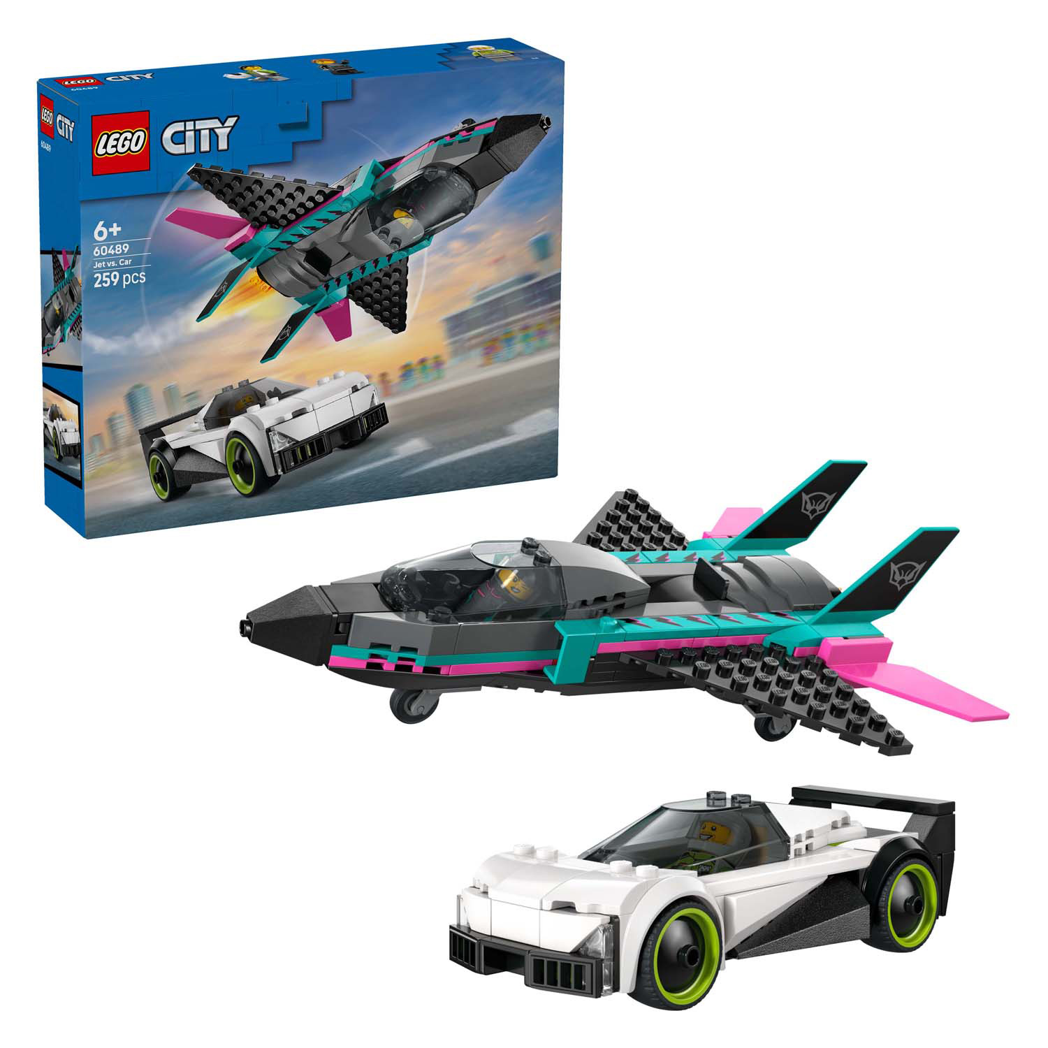 LEGO City 60489 Avion à réaction contre voiture de sport