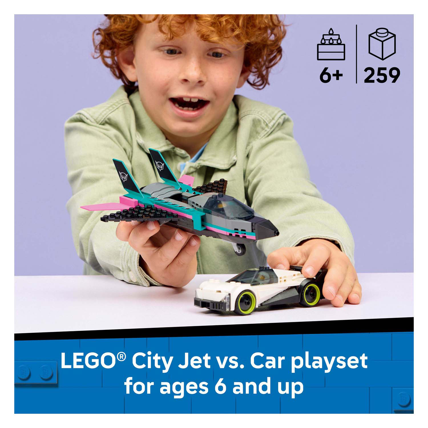 LEGO City 60489 Avion à réaction contre voiture de sport