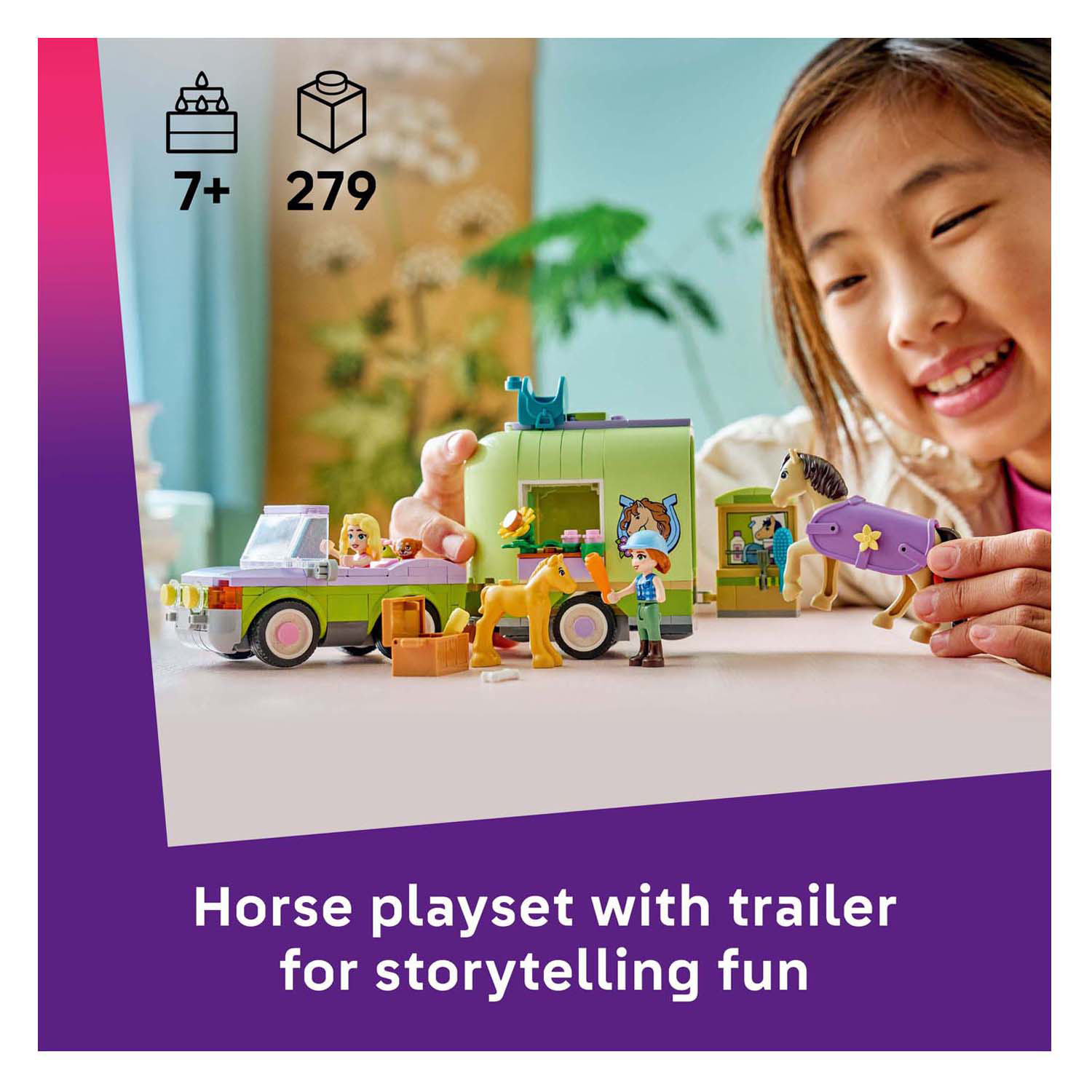 LEGO Friends 42695 Trailer met paard en veulen