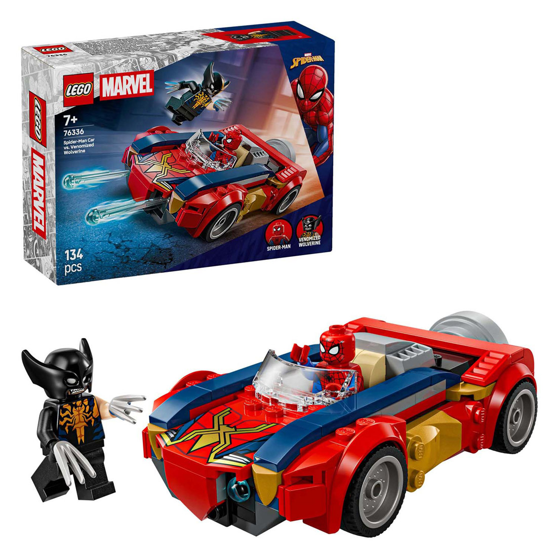 LEGO Super Heroes 76336 Marvel Spider-Man Voiture contre Wolverine Venomisé