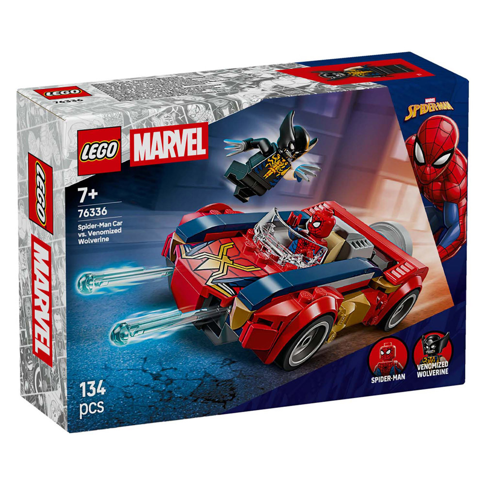 LEGO Super Heroes 76336 Marvel Spider-Man Voiture contre Wolverine Venomisé