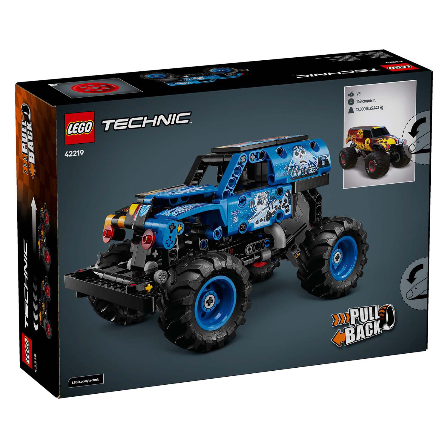 LEGO Technic 42219 Monster Jam Grave Digger vuur en ijs