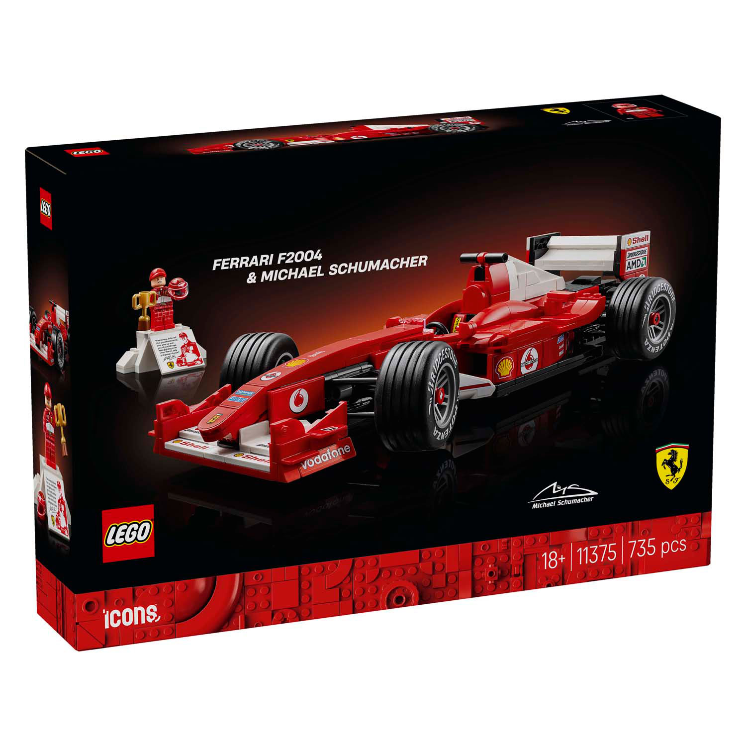 LEGO ICONS 11375 Ferrari F2004 en Michael Schumacher