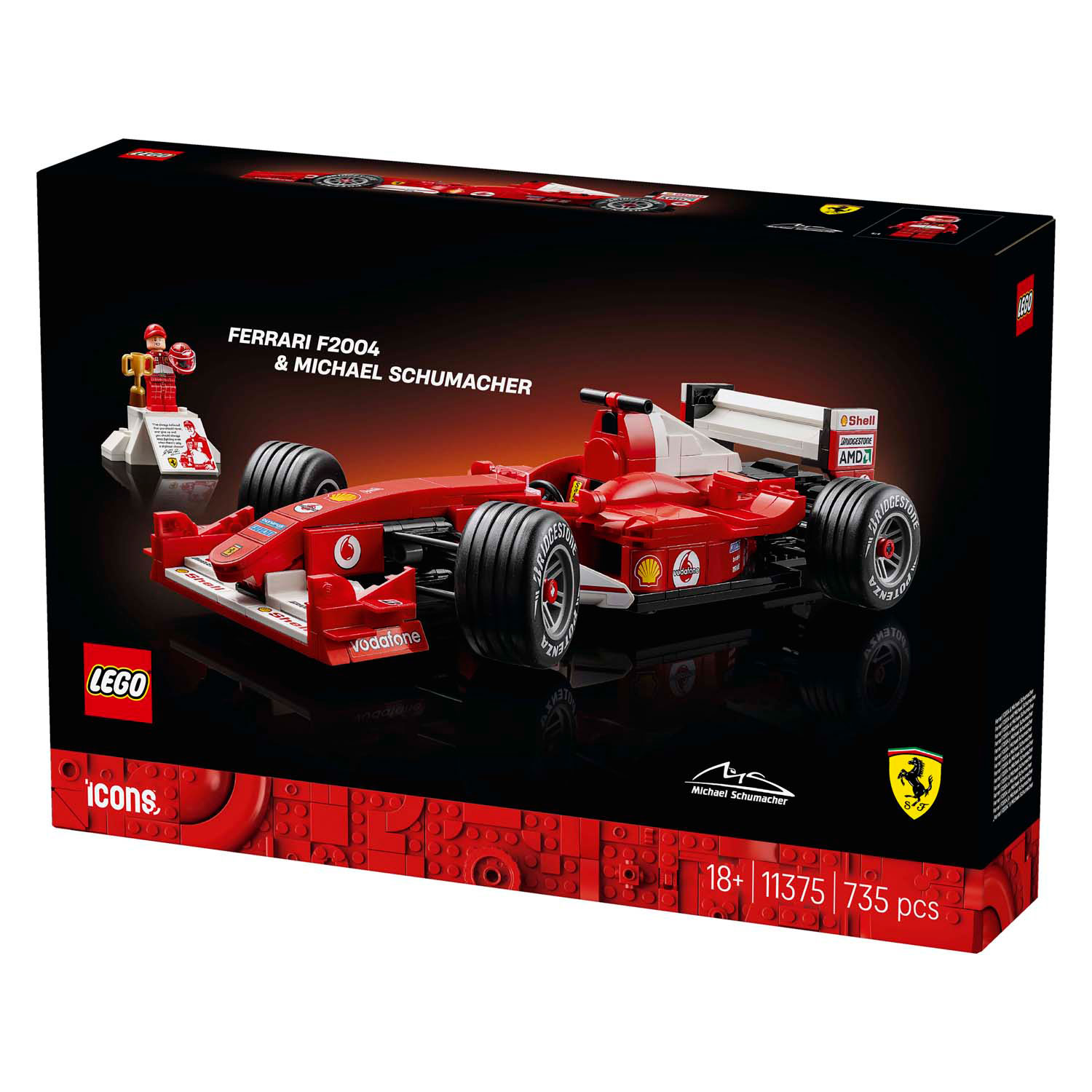 LEGO ICONS 11375 Ferrari F2004 en Michael Schumacher
