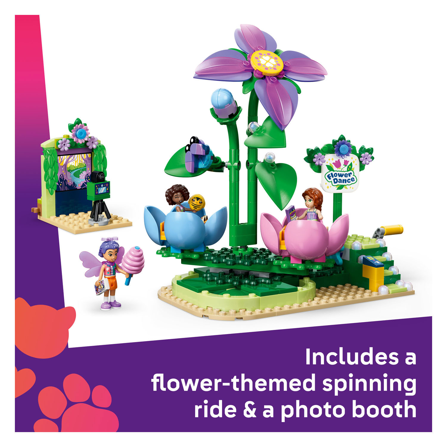 LEGO Friends 42702 Draaiende Theekopjesattractie met Bloementhema