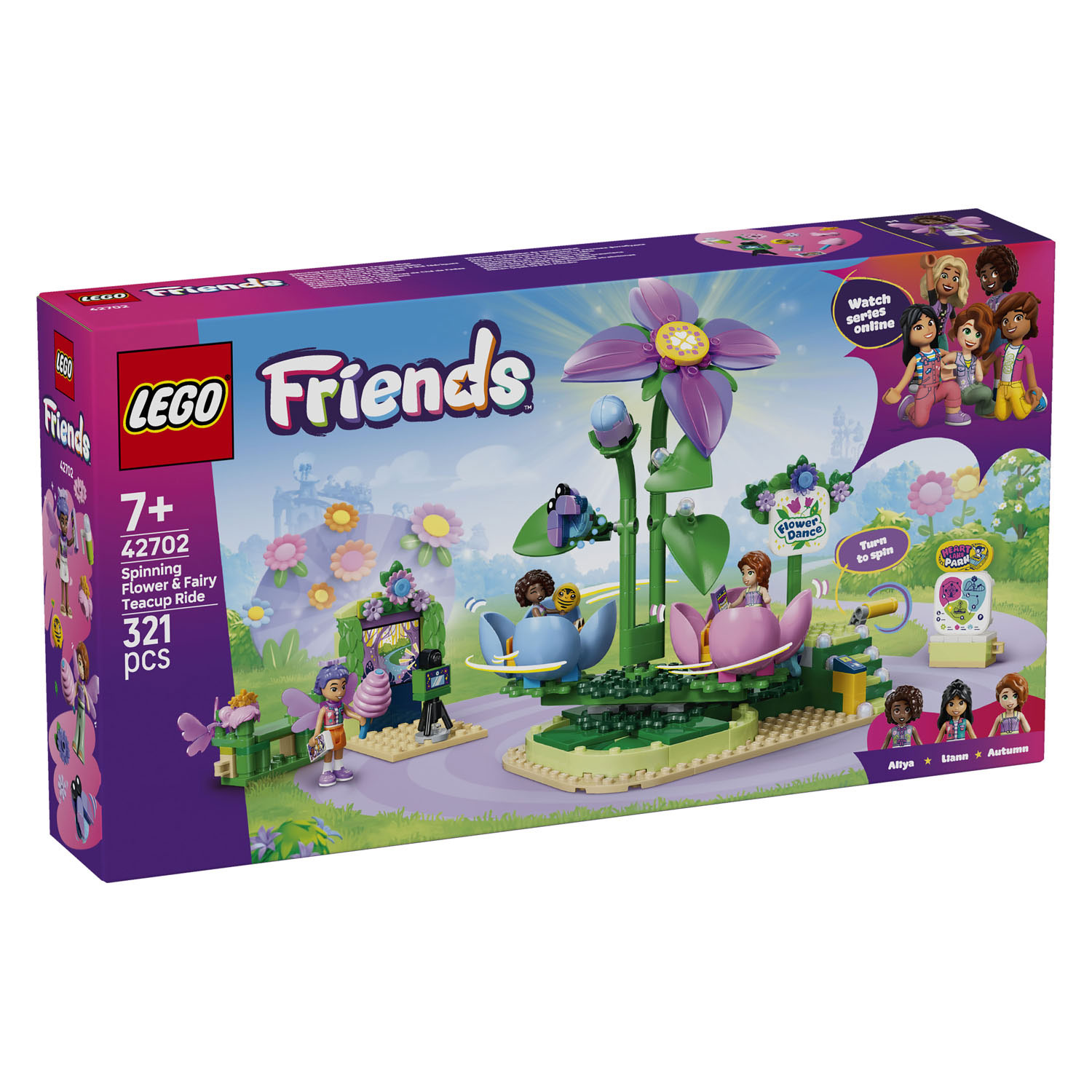 LEGO Friends 42702 Draaiende Theekopjesattractie met Bloementhema
