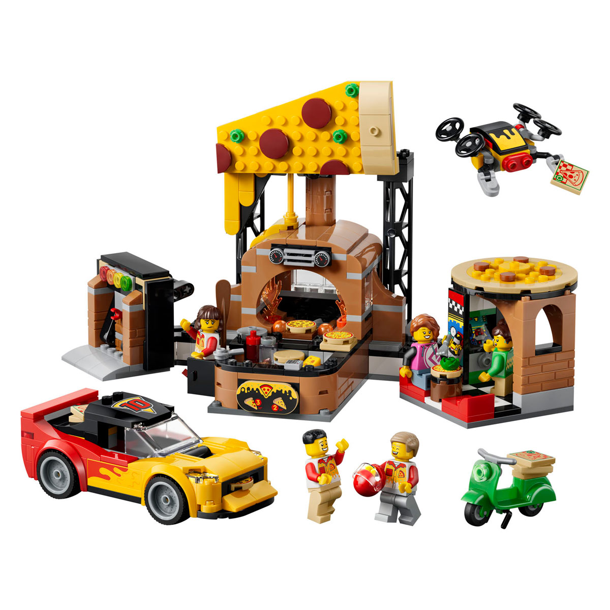 LEGO City 60496 Pizzacentrale met Voertuigen
