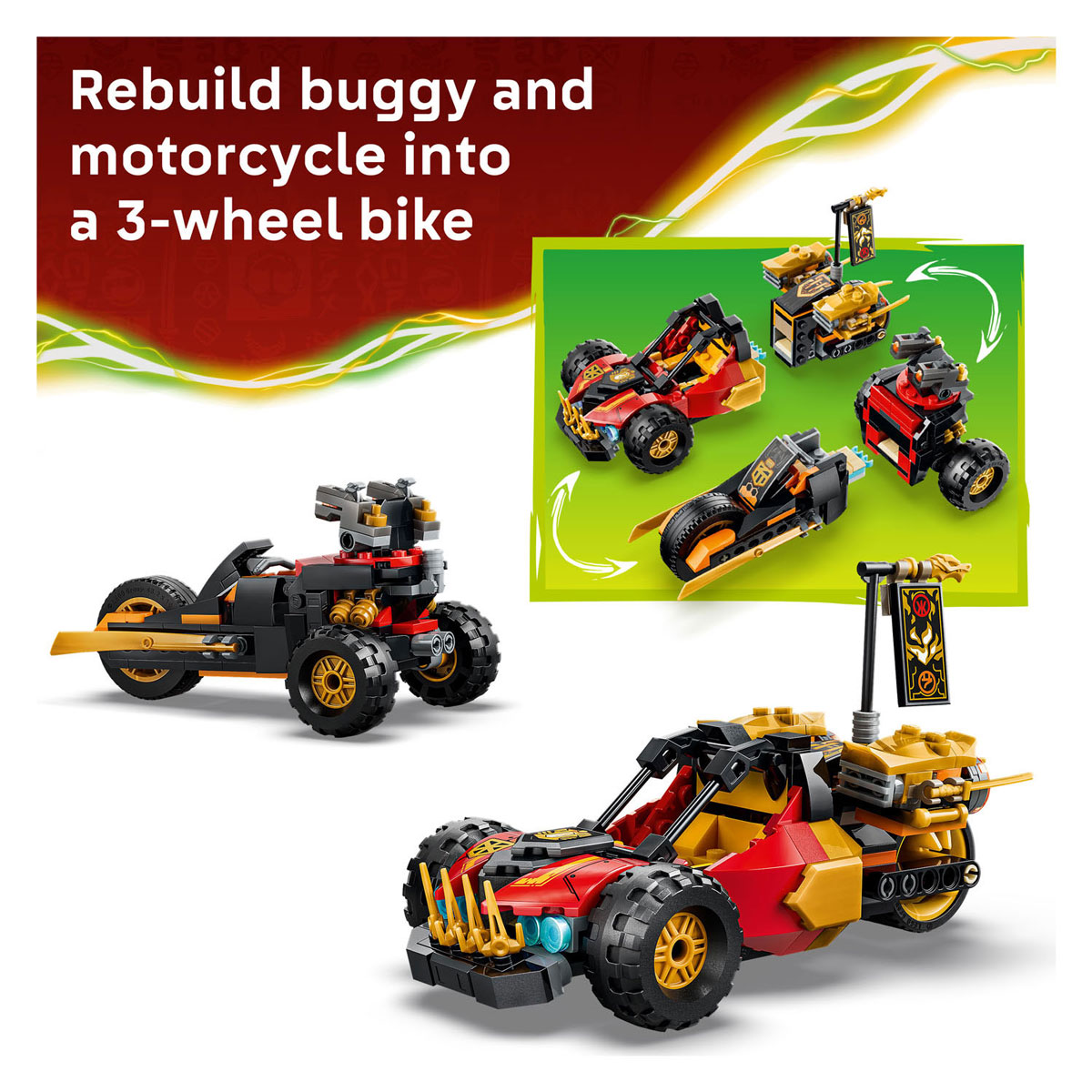 LEGO Ninjago 71864 Kai en Cole's Combivoertuigen