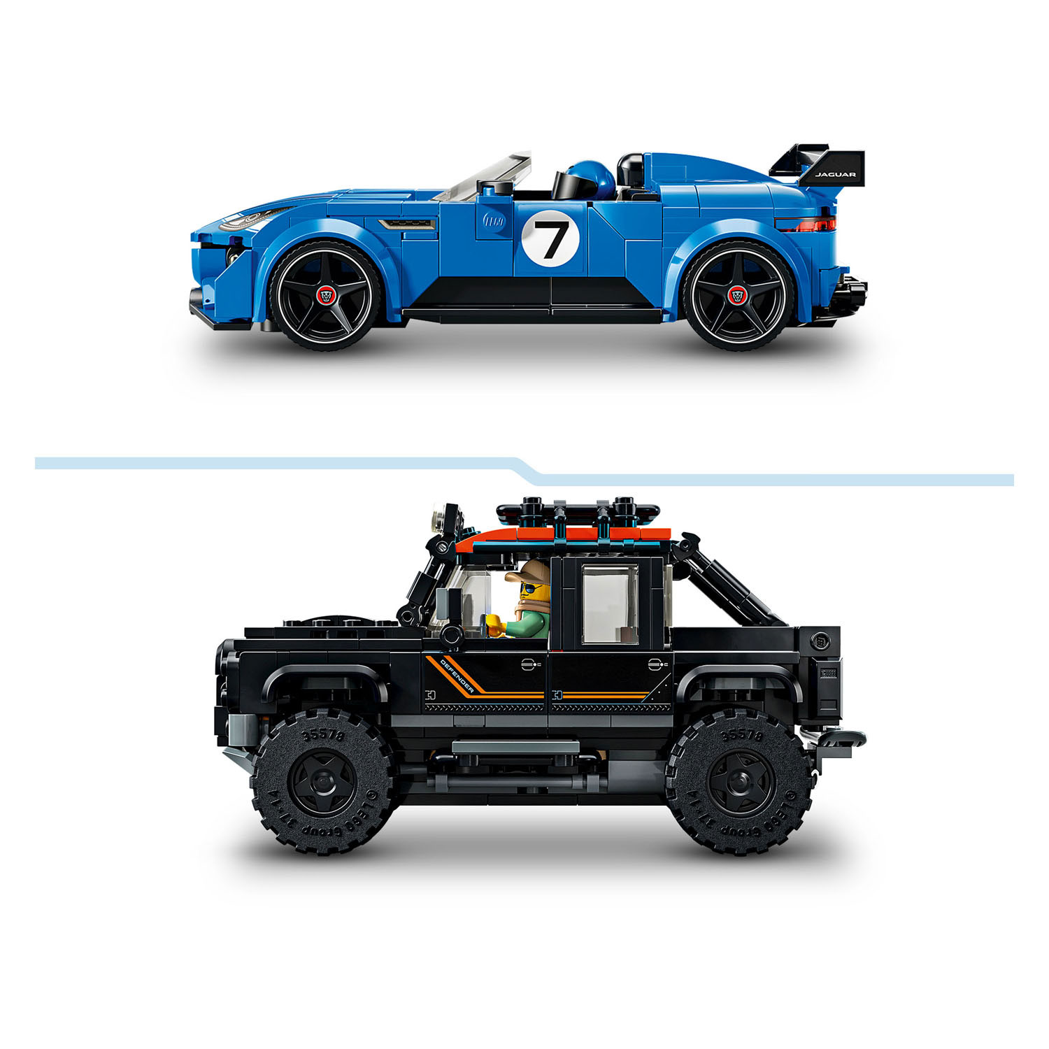 LEGO Speed Champions 77264 Jaguar Project 7 en Land Rover Defender
