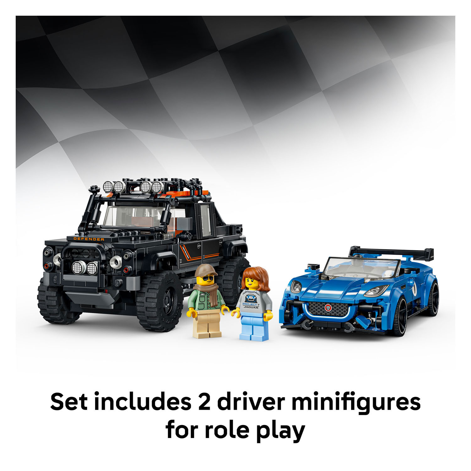 LEGO Speed Champions 77264 Jaguar Project 7 en Land Rover Defender