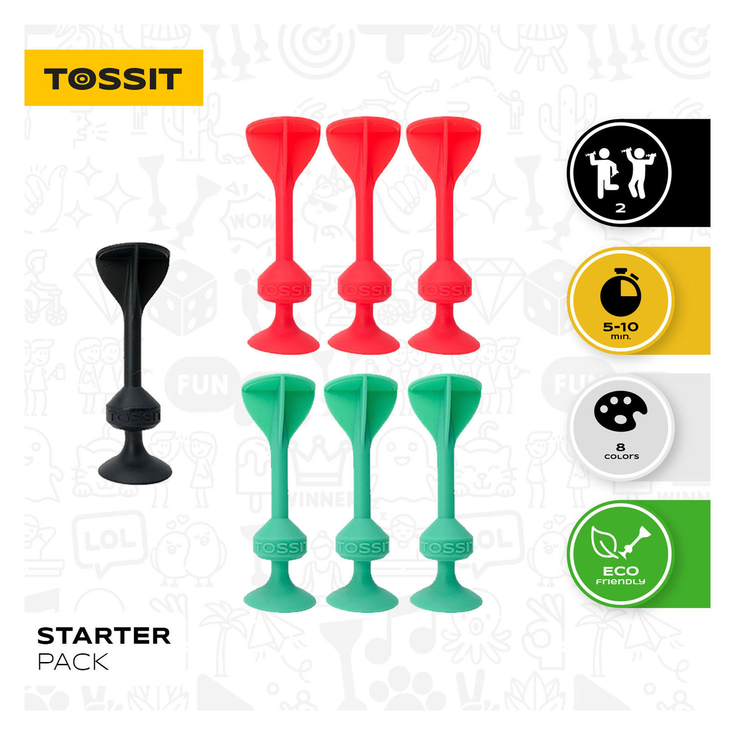 999 Games Tossit - Pack de démarrage - Rouge-Turquoise