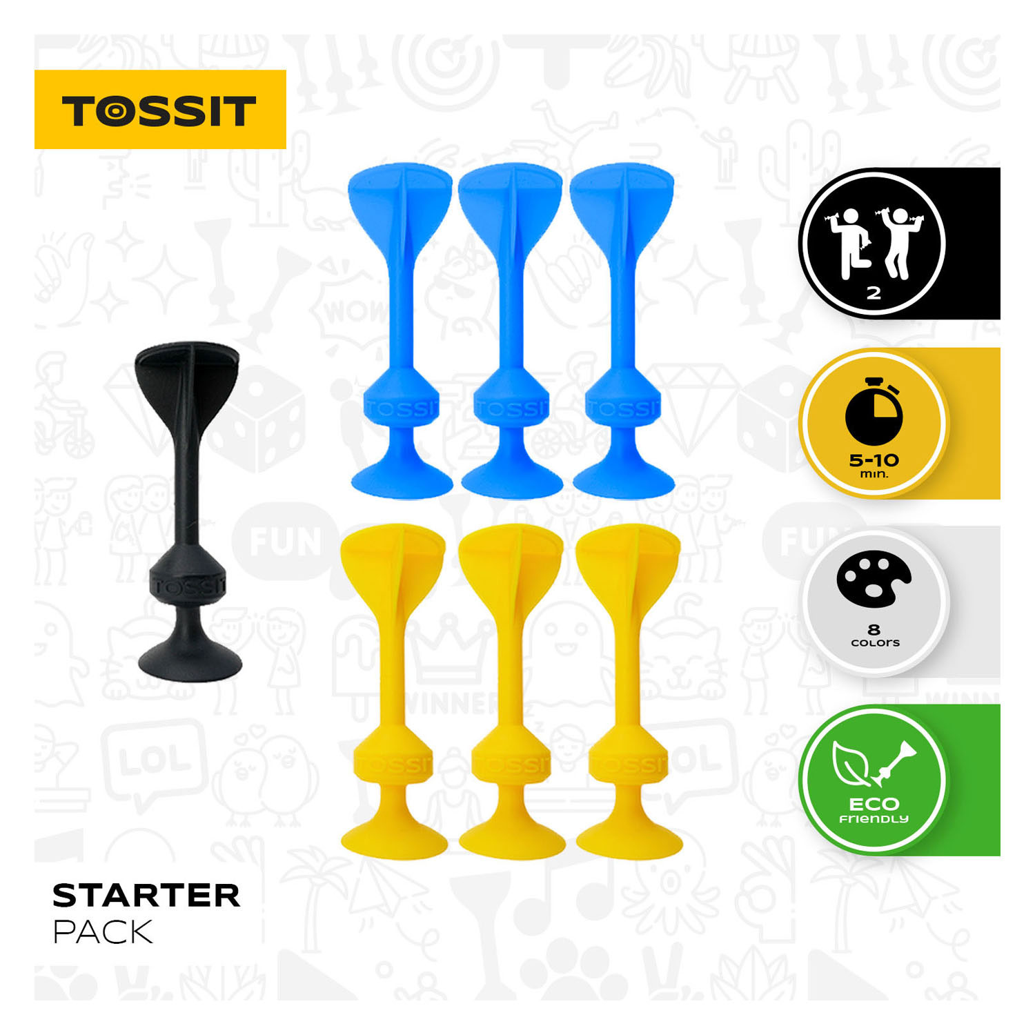 999 Games Tossit - Pack de démarrage - Bleu-Jaune