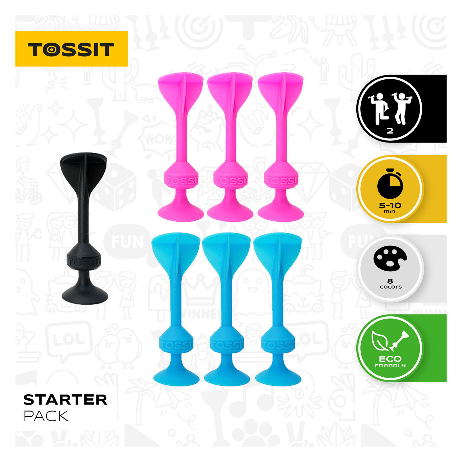 999 Games Tossit - Pack de démarrage - Bleu-rose