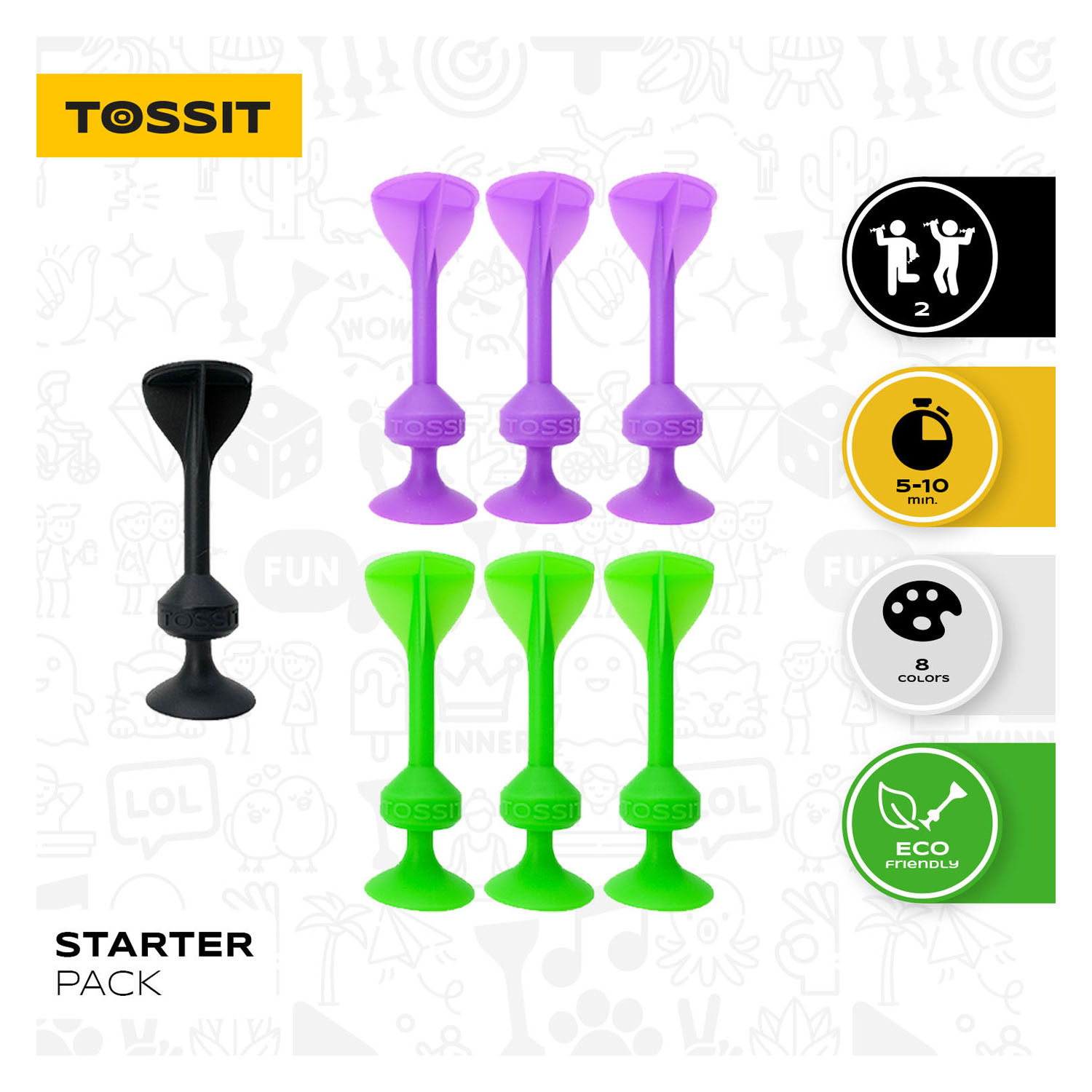 999 Games Tossit - Pack de démarrage - Violet-Vert
